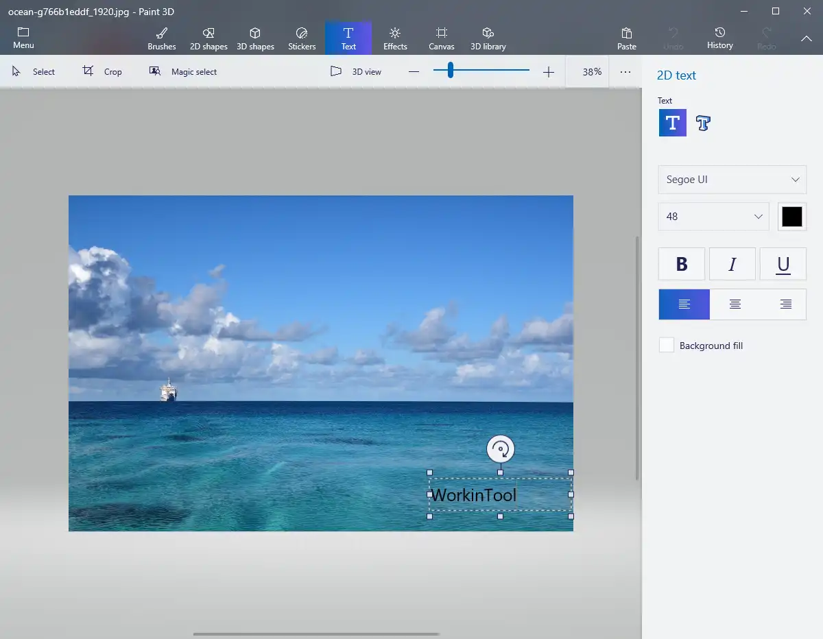 watermark a photo with paint 3d