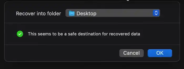 choose a destination for recovered files