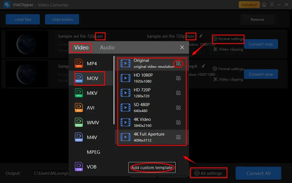 how to convert avi to mov on windows with workintool vidclipper 1