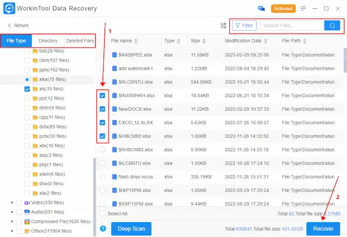 how to recover excel file workintool