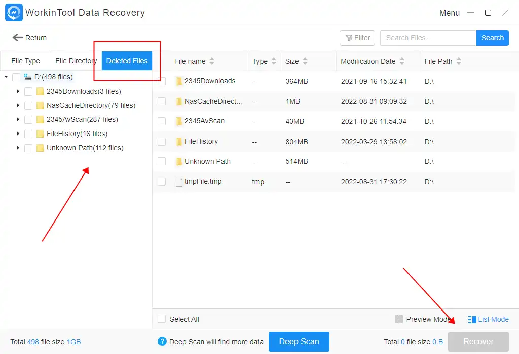 recover deleted files from recycle bin