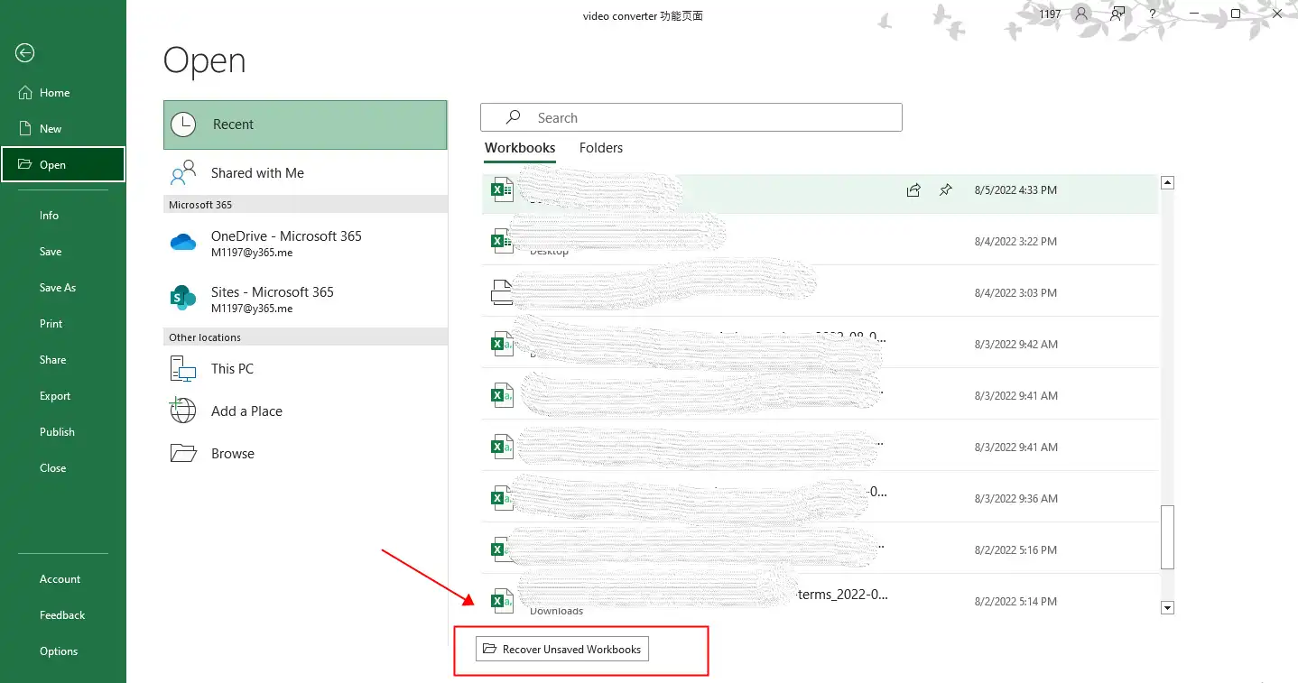 retrieve unsaved excel