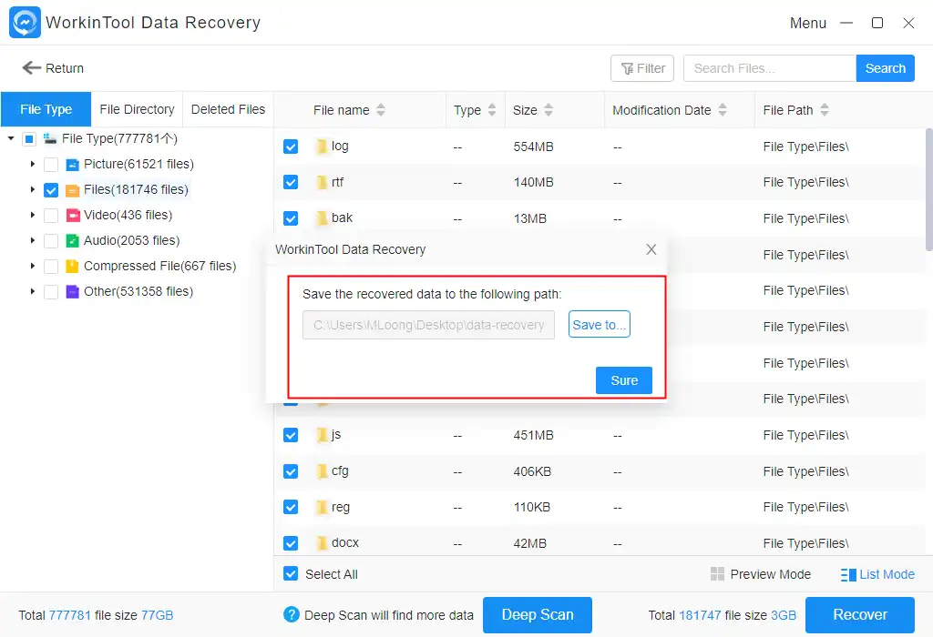 save recovered files
