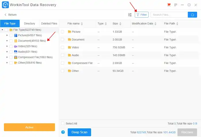 select file type