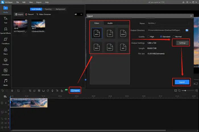 vidclipper export a reversed video