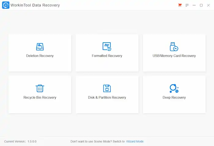 workintool data recovery interface scene mode