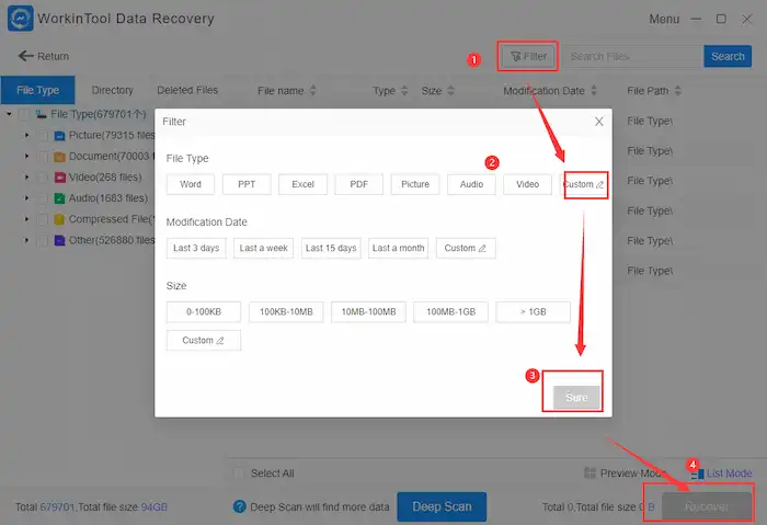 filter deleted outlook folders