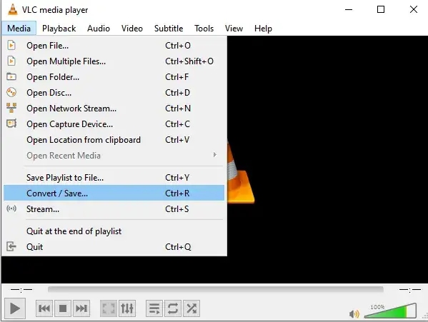 open vlc and choose media