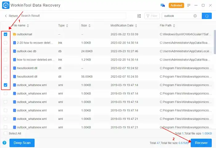 recover deleted emails in outlook