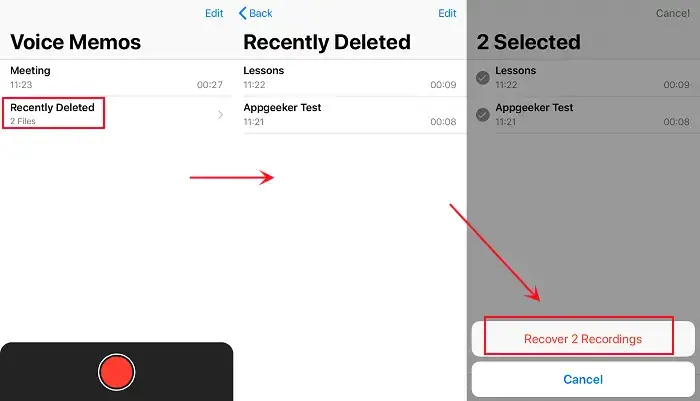 recover deleted voice memos from recently deleted folder