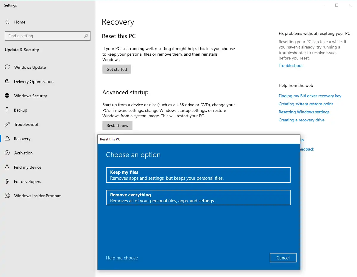 recover files after factory reset windows 10 1