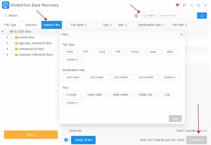 recover lost dir files