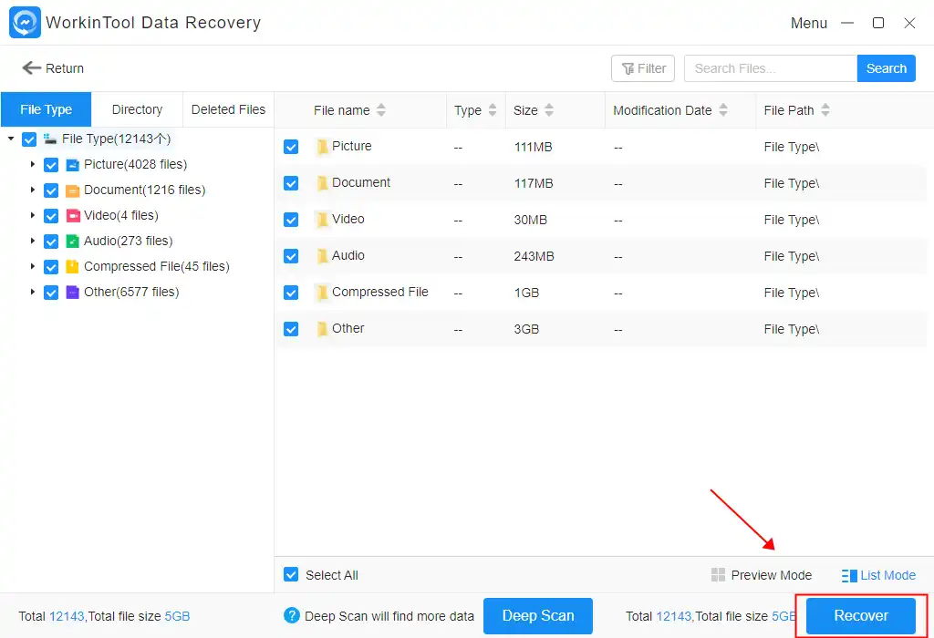 recover raw files