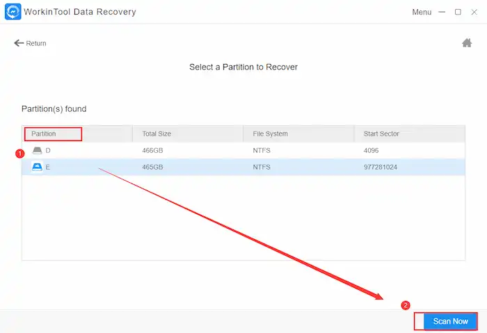 select the deleted partition