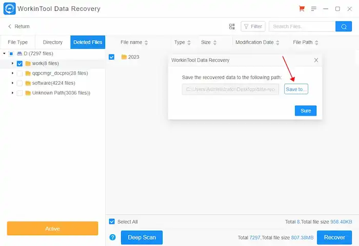 sure to recover lost dir files