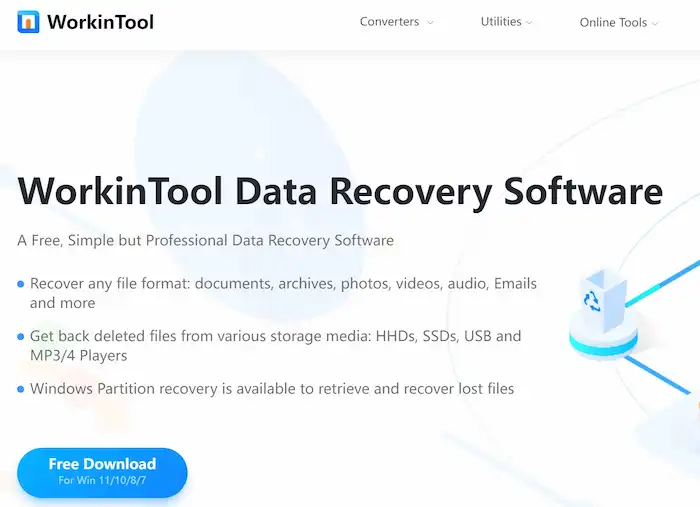 workintool recovery software page