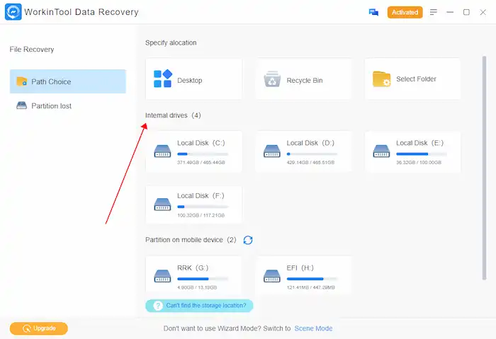 workintool select sd card