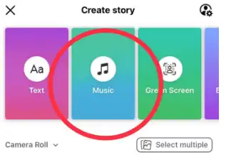 add music to facebook story