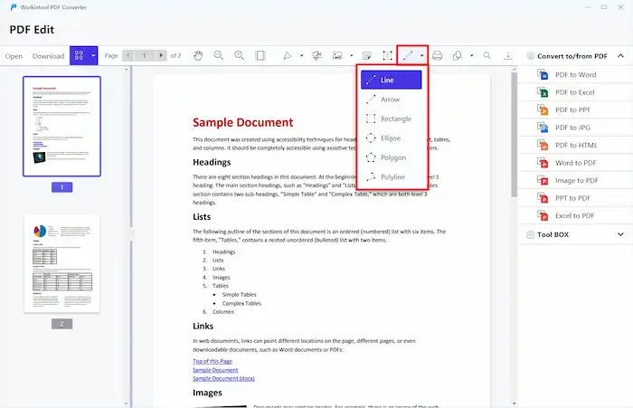 add shapes to pdf workintool