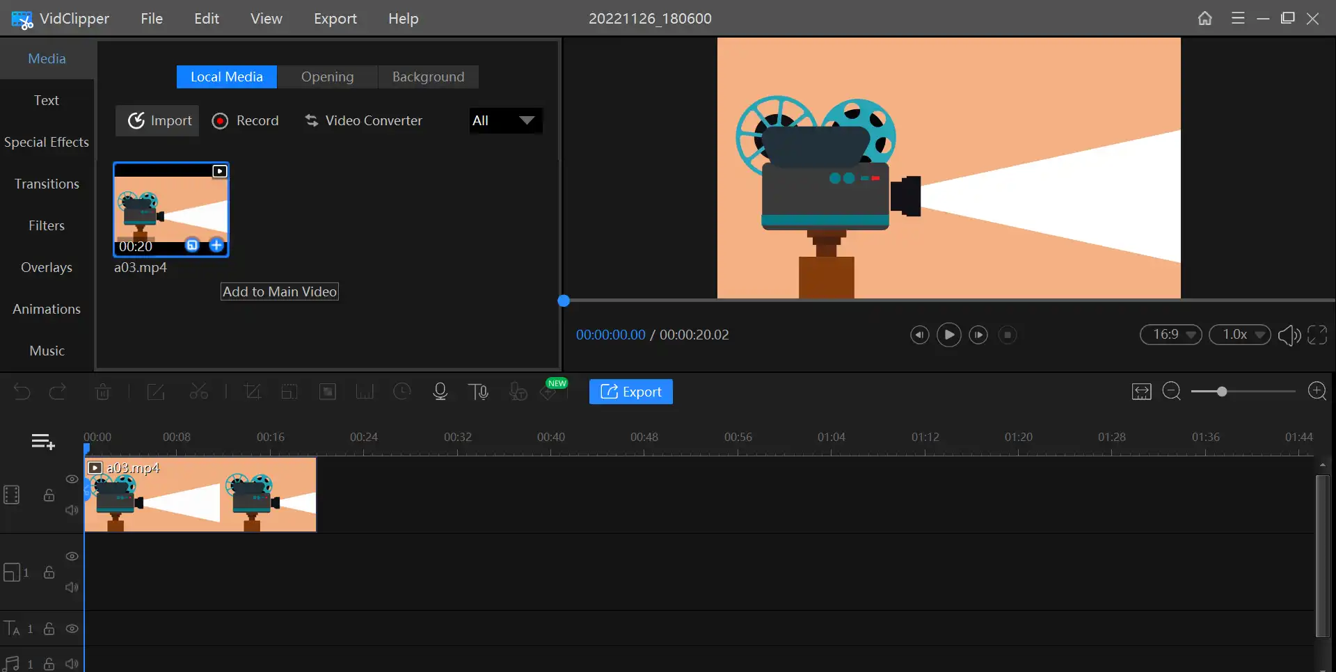 add video clip to edit