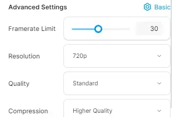 advanced video settings in veed.io