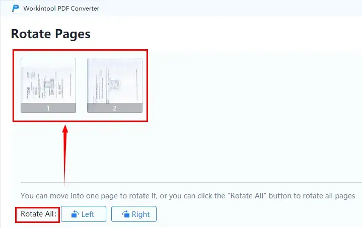 choose rotate all in workintool pdf converter to rotate all the pdf pages