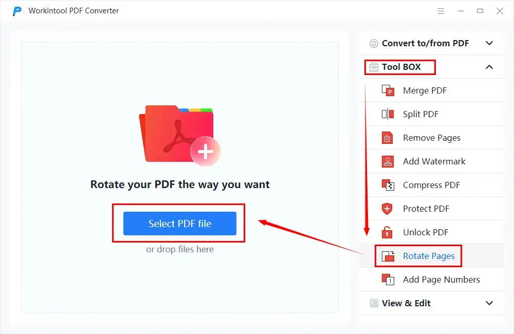 choose rotate pages in workintool pdf converter