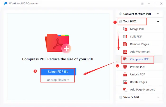 compress pdf for email with workintool