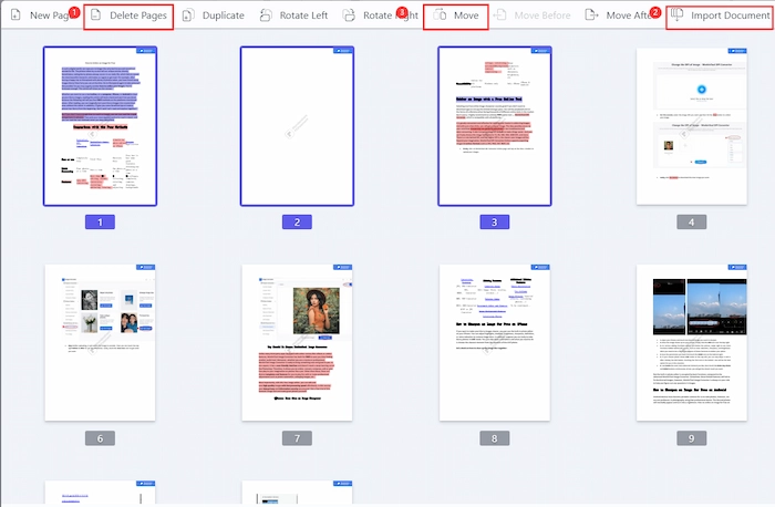 delete and insert pages in pdf