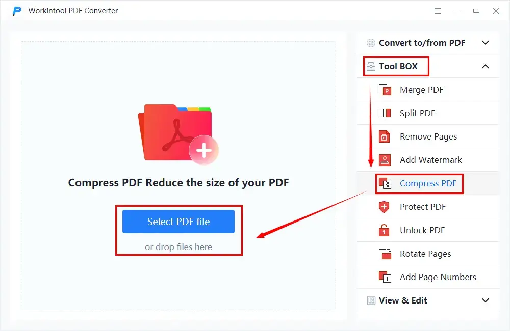 find compress pdf in workintool pdf converter