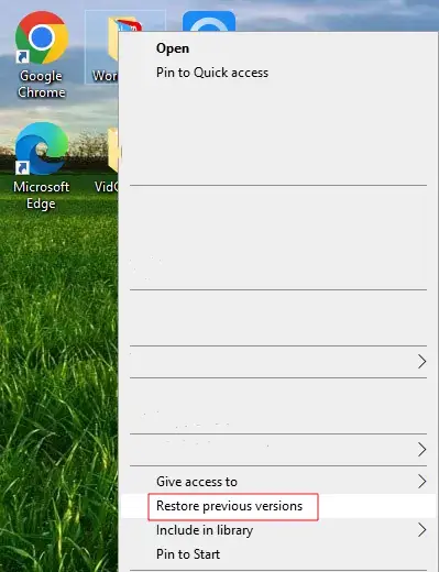 find restore previous versions in windows