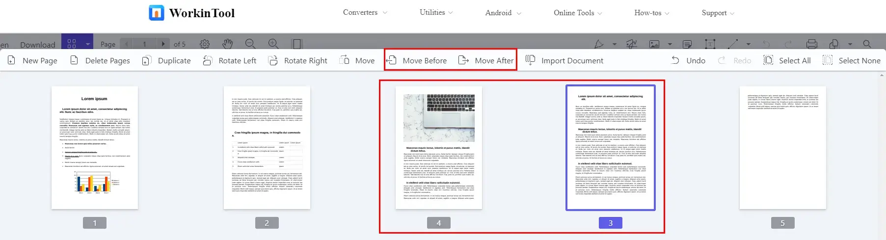 how to change pdf page order in workintool online pdf converter method 1