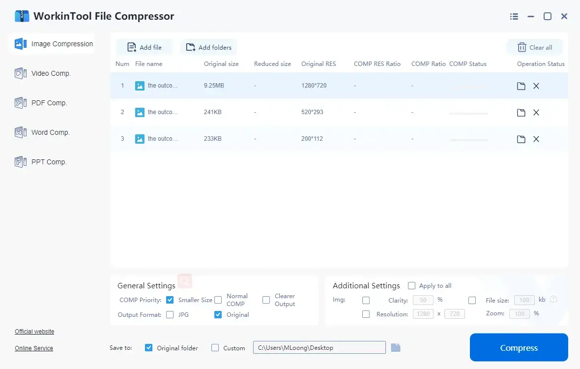 how to compress gif by workintool file compressor