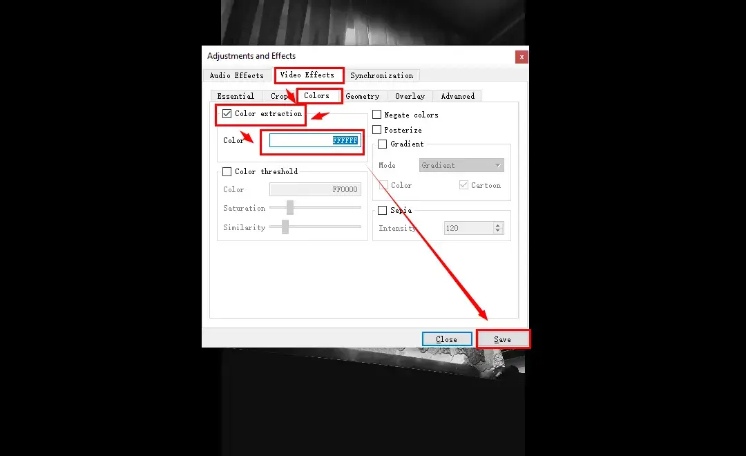 how to make a video black and white in vlc