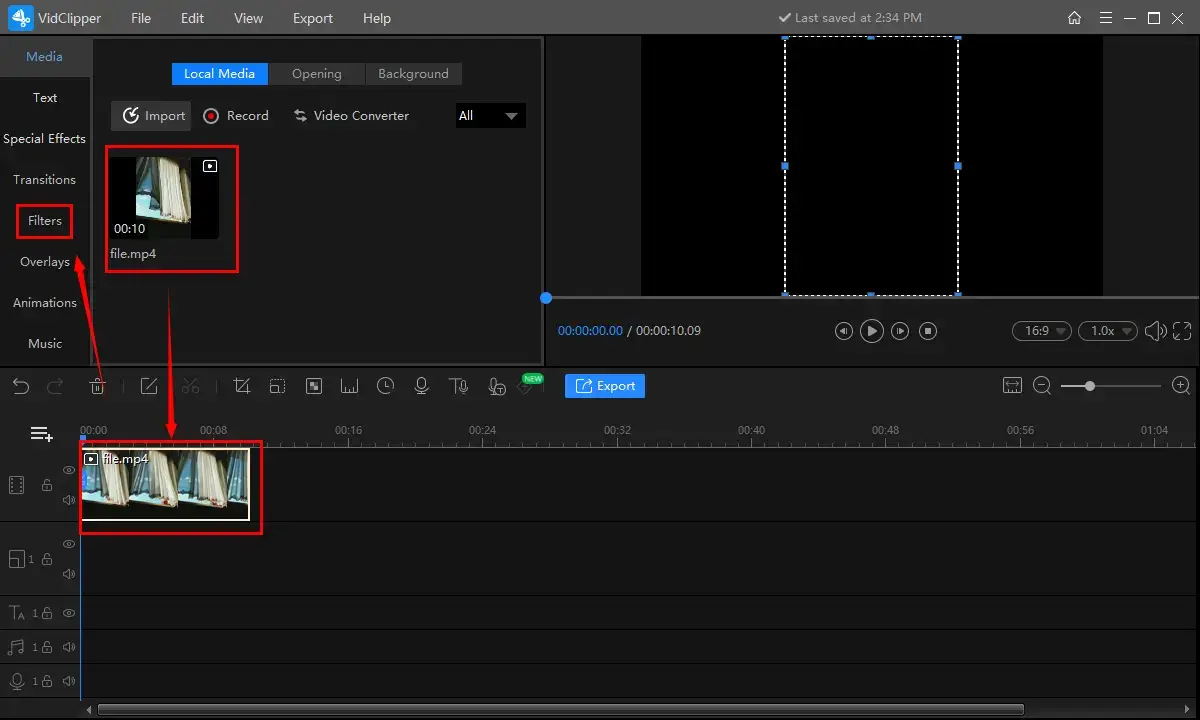 how to make a video black and white in workintool vidclipper 1