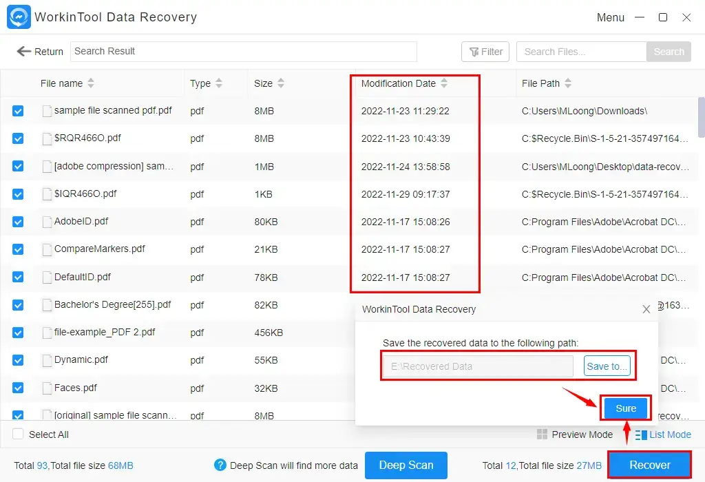 how to recover deleted files by date with workintool data recovery 2