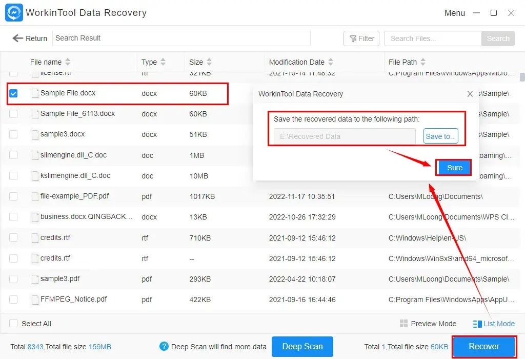 how to recover deleted files from onenote by workintool data recovery 2