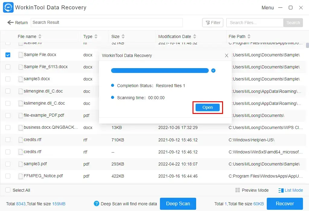 how to recover deleted files from onenote by workintool data recovery 3