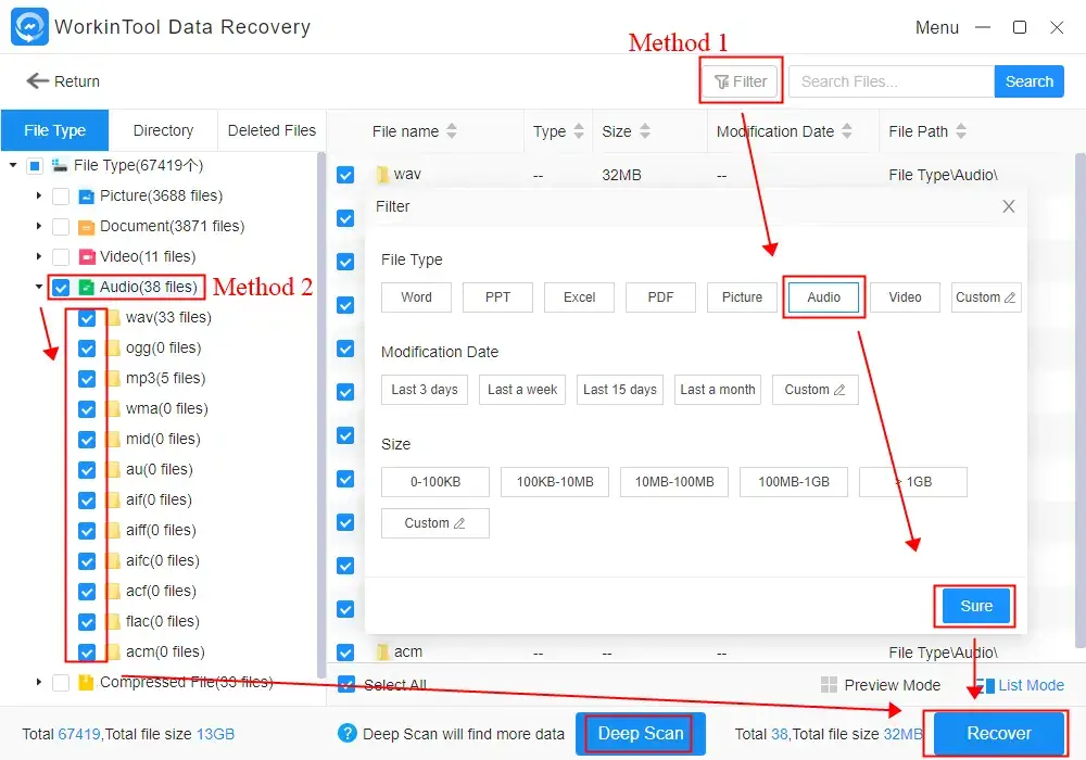 how to recover deleted music files with workintool data recovery 1