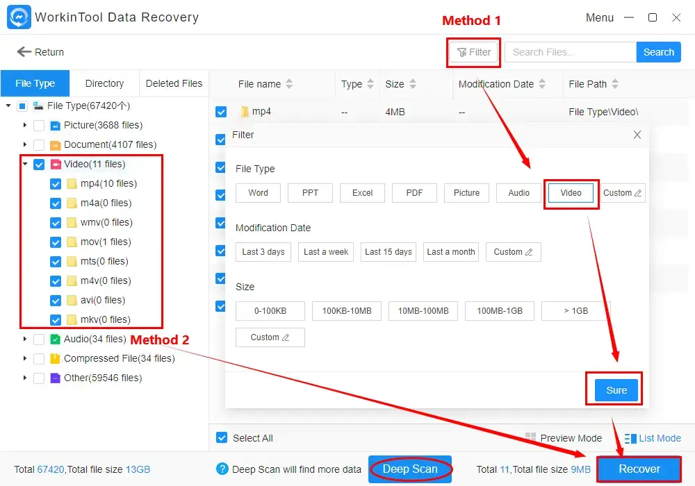 how to recover deleted wwebcam videos through workintool data recovery 1