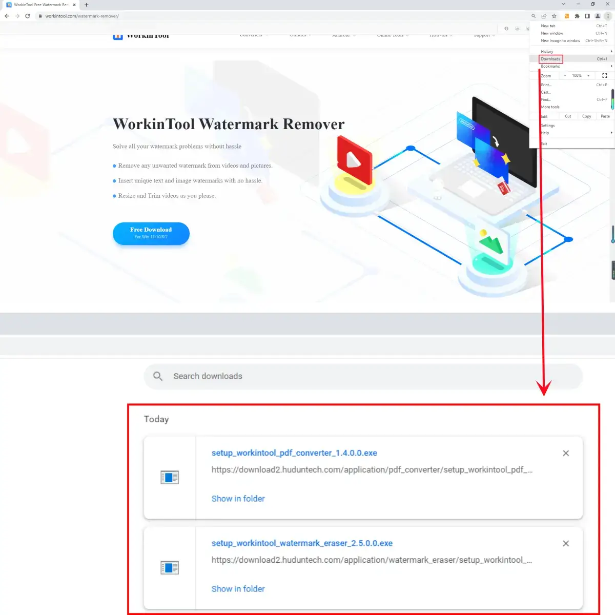 how to see downloads in chrome method 2