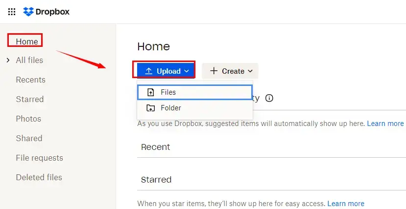 how to upload files to dropbox 1