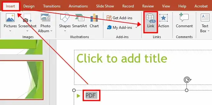 insert pdf into ppt as link