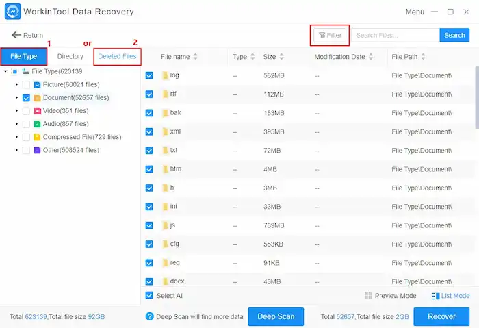 locate the shift deleted files