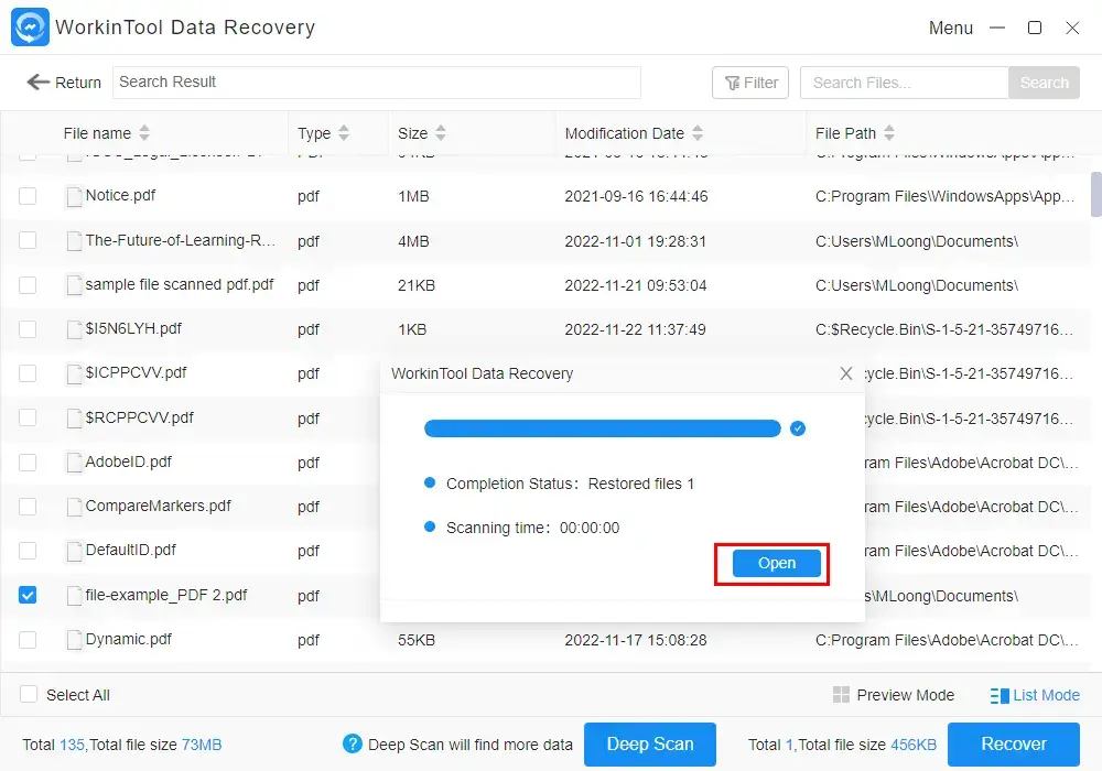 recover deleted files from dropbox via workintool data recovery 3