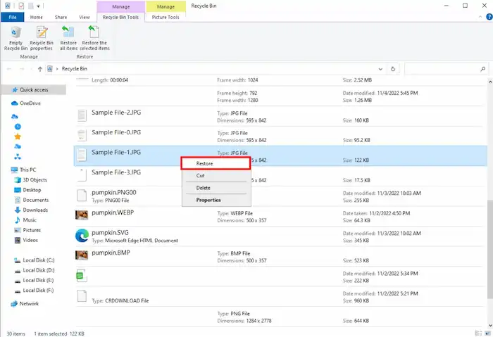 recover deleted files from laptop recycle bin