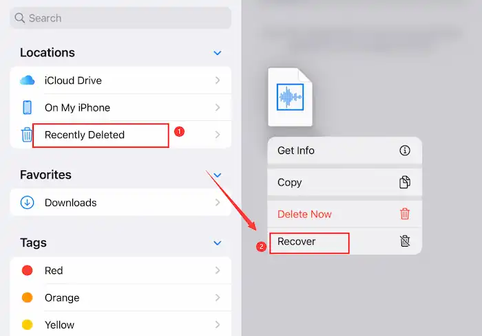 recover files during cut paste on iphone