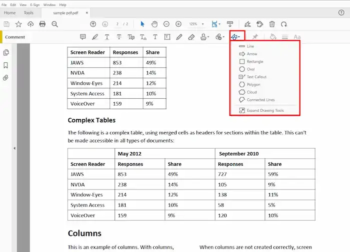 select a drawing tool in adobe