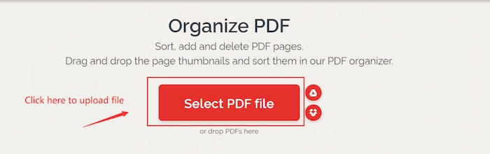 select pdf file in ilovepdf online