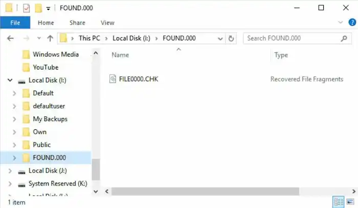 chk file recovery by filename extension